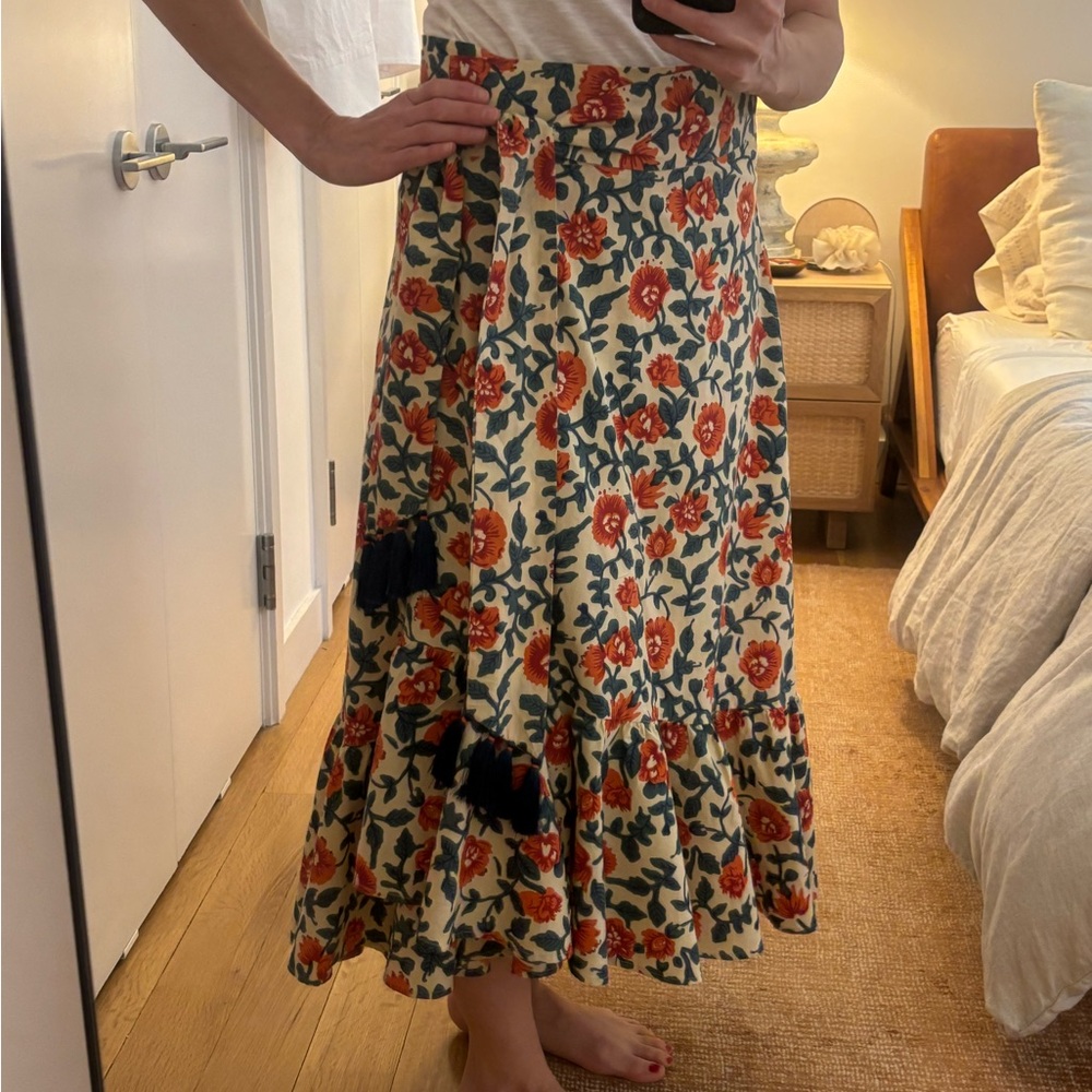 Like new - Roller Rabbit Floral Wrap Skirt with Tassels
